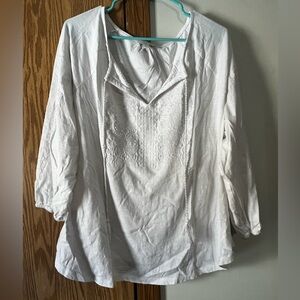 Lucky Brand White Embroidered Blouse